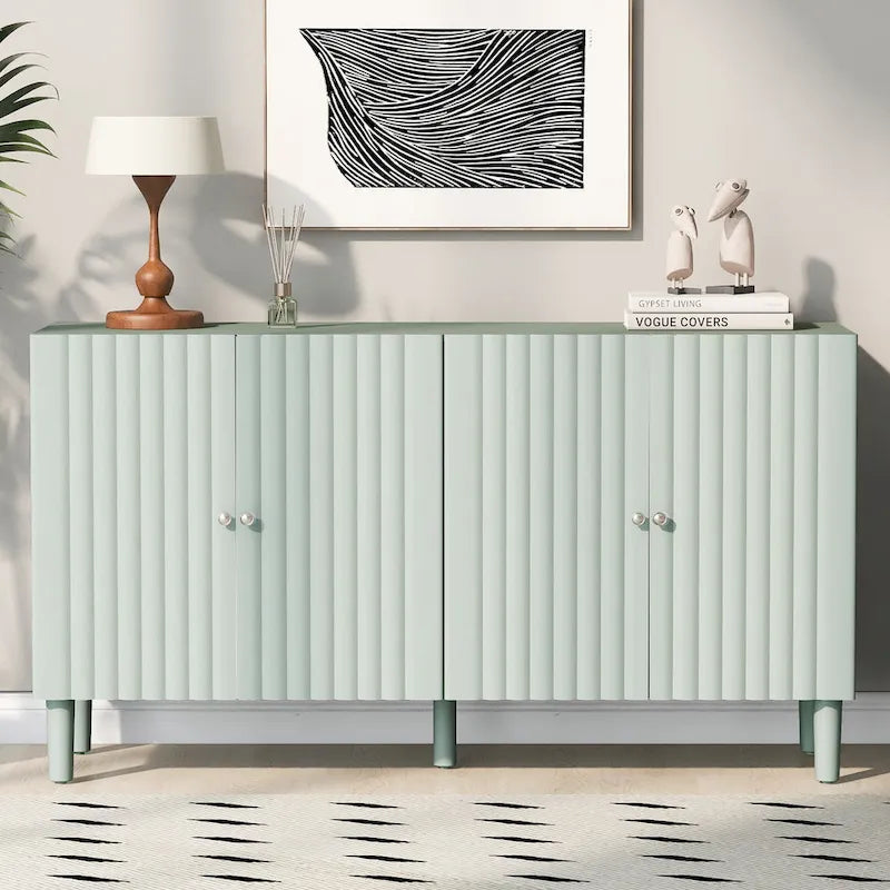Elegant Four-Door Sideboard with Wavy Pattern Doors