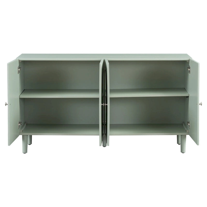 Elegant Four-Door Sideboard with Wavy Pattern Doors