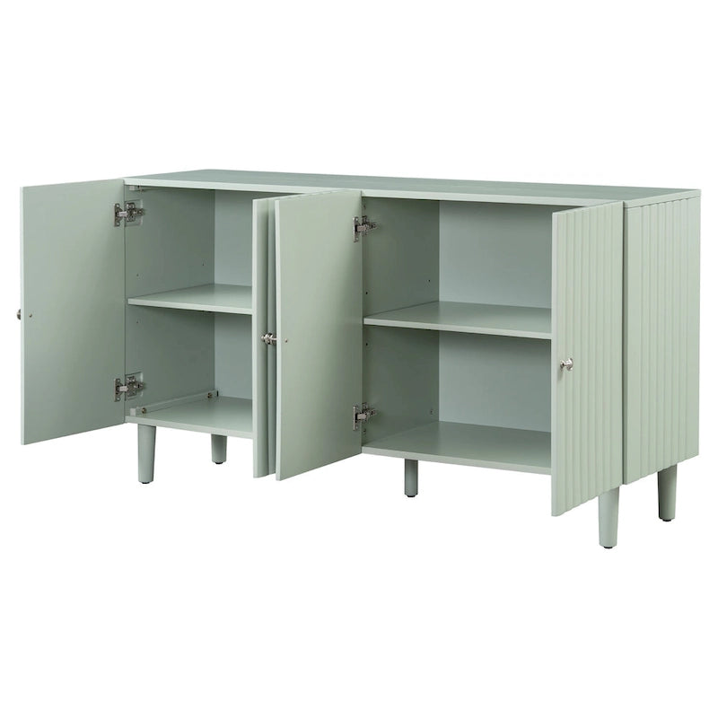 Elegant Four-Door Sideboard with Wavy Pattern Doors