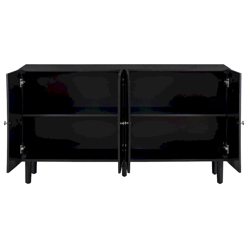 Elegant Four-Door Sideboard with Wavy Pattern Doors