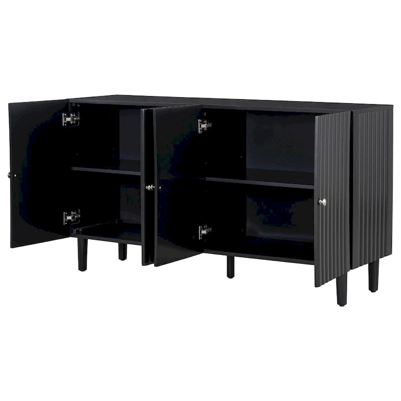 Elegant Four-Door Sideboard with Wavy Pattern Doors