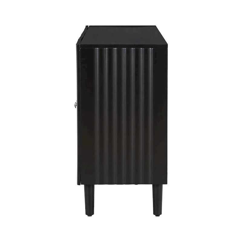 Elegant Four-Door Sideboard with Wavy Pattern Doors