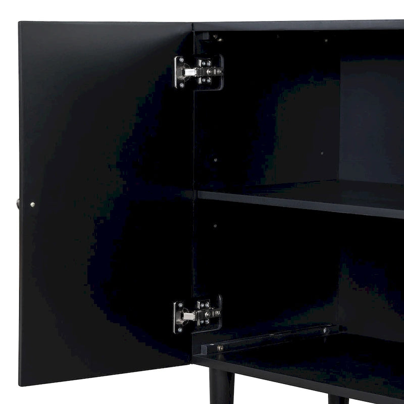 Elegant Four-Door Sideboard with Wavy Pattern Doors