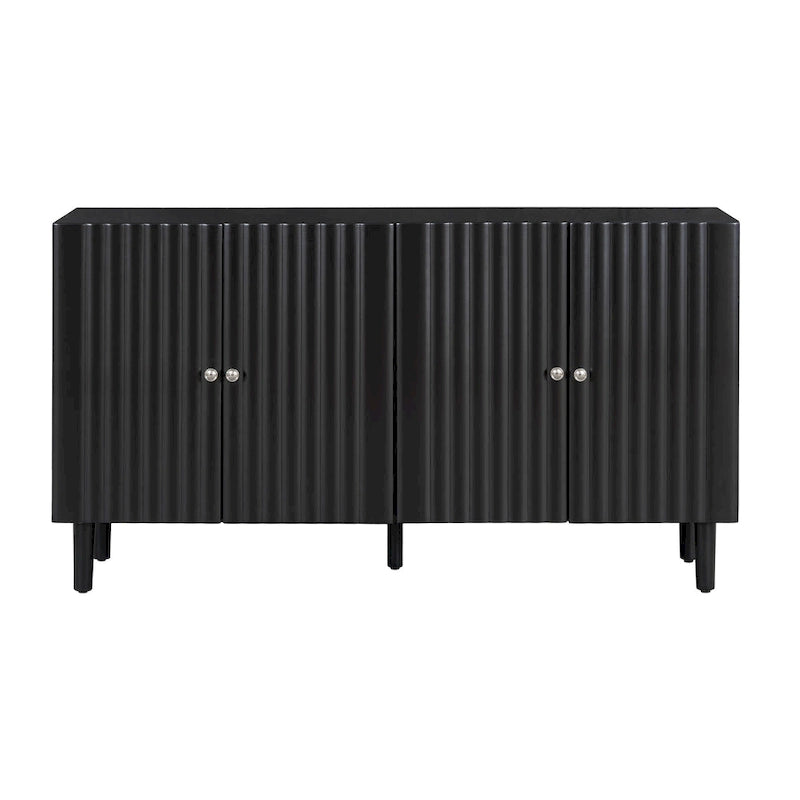 Elegant Four-Door Sideboard with Wavy Pattern Doors
