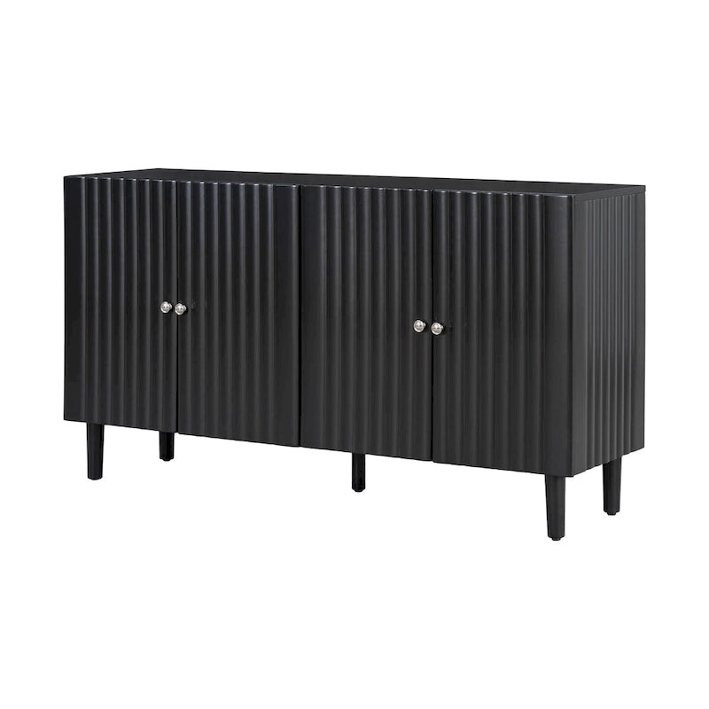 Elegant Four-Door Sideboard with Wavy Pattern Doors