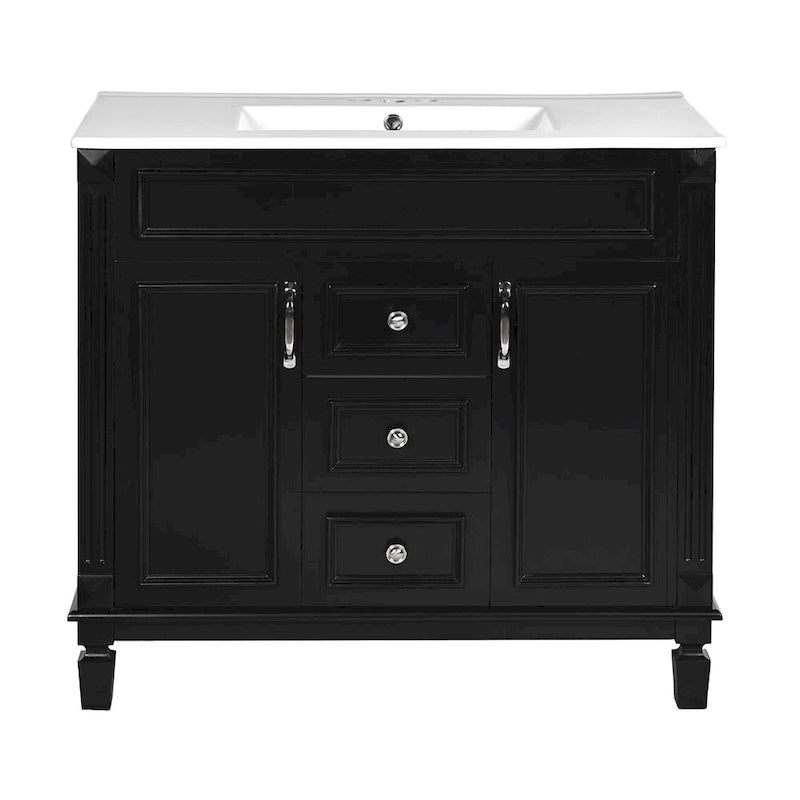 36 Bathroom Vanity with Top Sink, Modern Bathroom Storage Cabinet with 2 Soft Closing Doors, 2 Drawers and Single Sink
