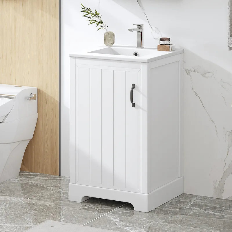 20 Bathroom Vanities Cabinet With Ceramic Sink Combo Set, Modern Bathroom Sink Cabinet With Soft Closing Door