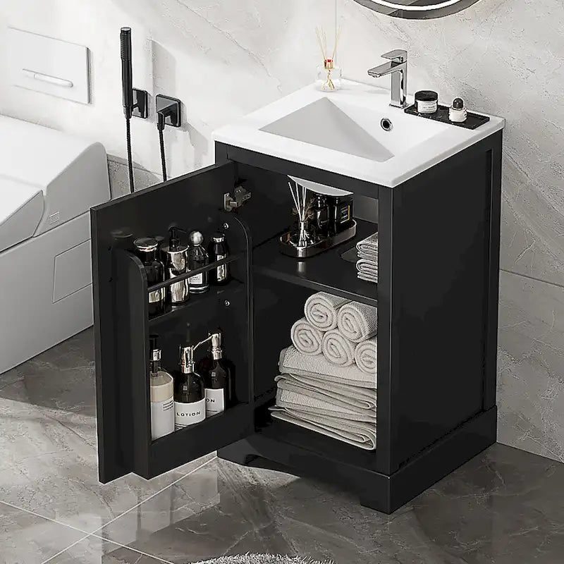 20 Bathroom Vanities Cabinet With Ceramic Sink Combo Set, Modern Bathroom Sink Cabinet With Soft Closing Door