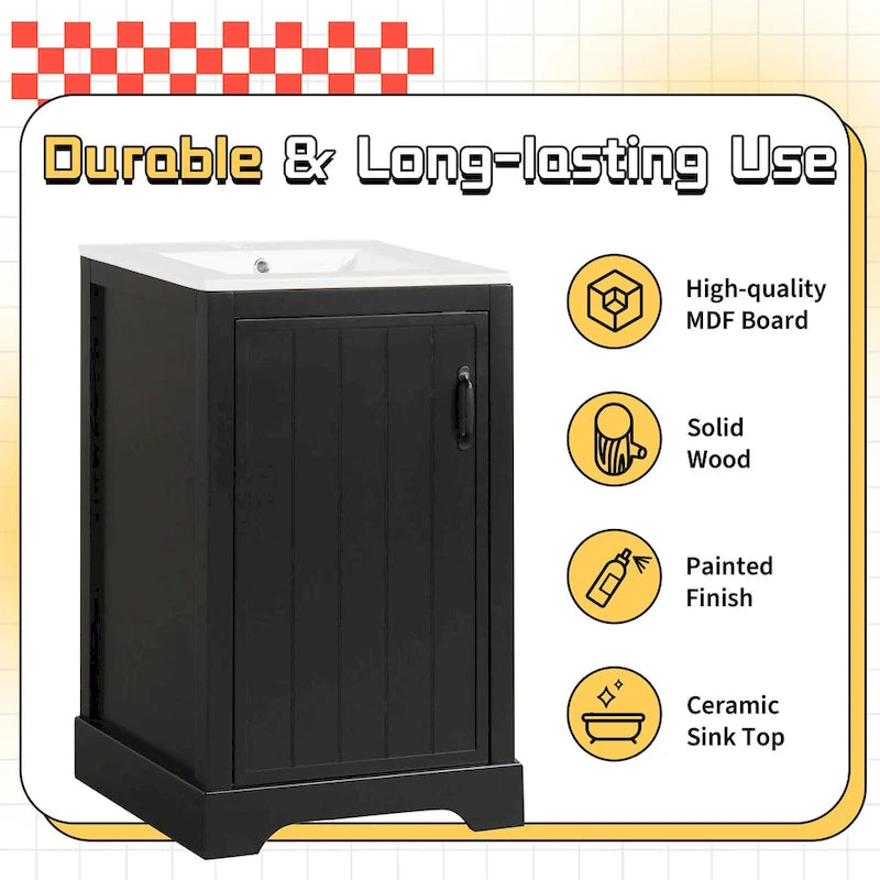 20 Bathroom Vanities Cabinet With Ceramic Sink Combo Set, Modern Bathroom Sink Cabinet With Soft Closing Door