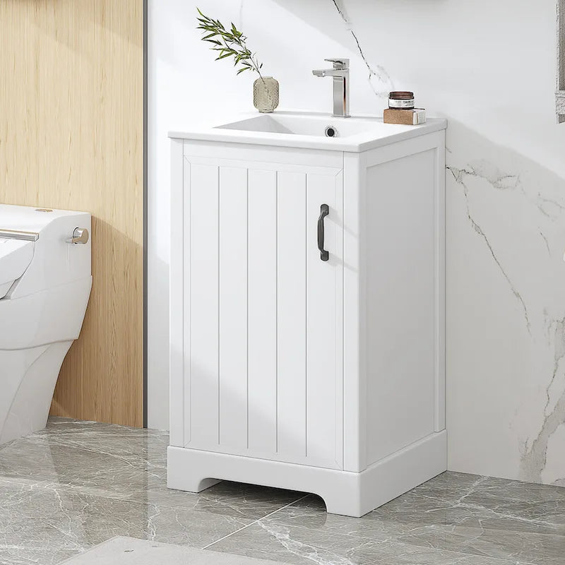 20 Bathroom Vanities Cabinet With Ceramic Sink Combo Set, Modern Bathroom Sink Cabinet With Soft Closing Door