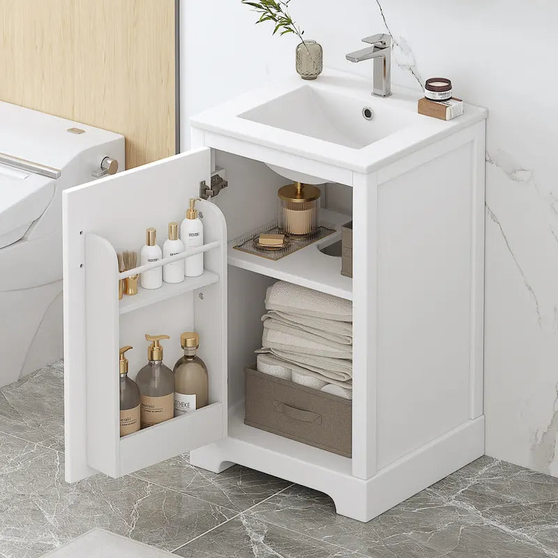 20 Bathroom Vanities Cabinet With Ceramic Sink Combo Set, Modern Bathroom Sink Cabinet With Soft Closing Door