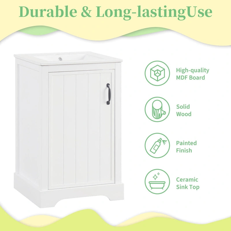 20 Bathroom Vanities Cabinet With Ceramic Sink Combo Set, Modern Bathroom Sink Cabinet With Soft Closing Door
