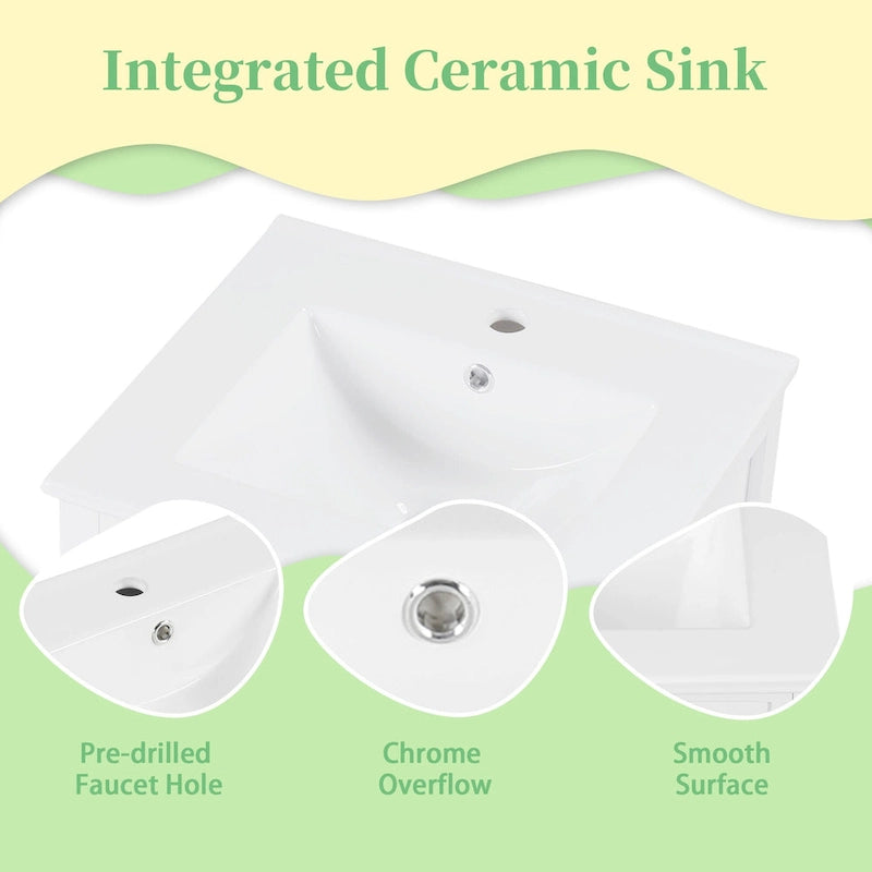 20 Bathroom Vanities Cabinet With Ceramic Sink Combo Set, Modern Bathroom Sink Cabinet With Soft Closing Door