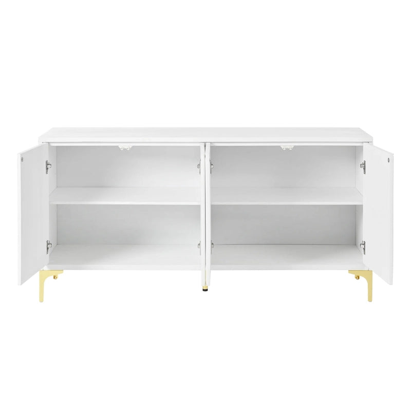 4 Doors Sideboard Buffet Cabinet with Carved Door Panels & Adjustable Shelves