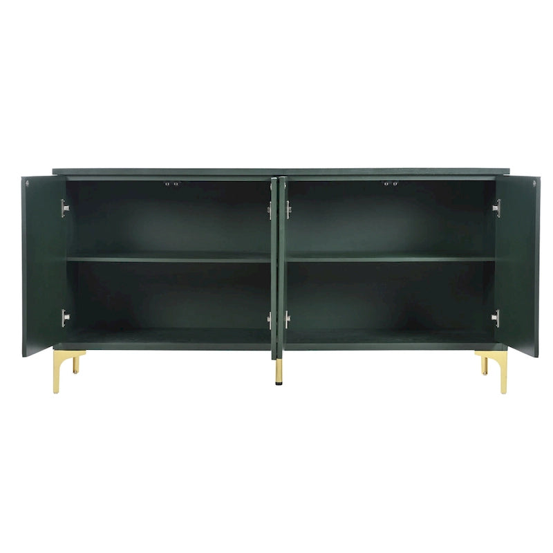 4 Doors Sideboard Buffet Cabinet with Carved Door Panels & Adjustable Shelves