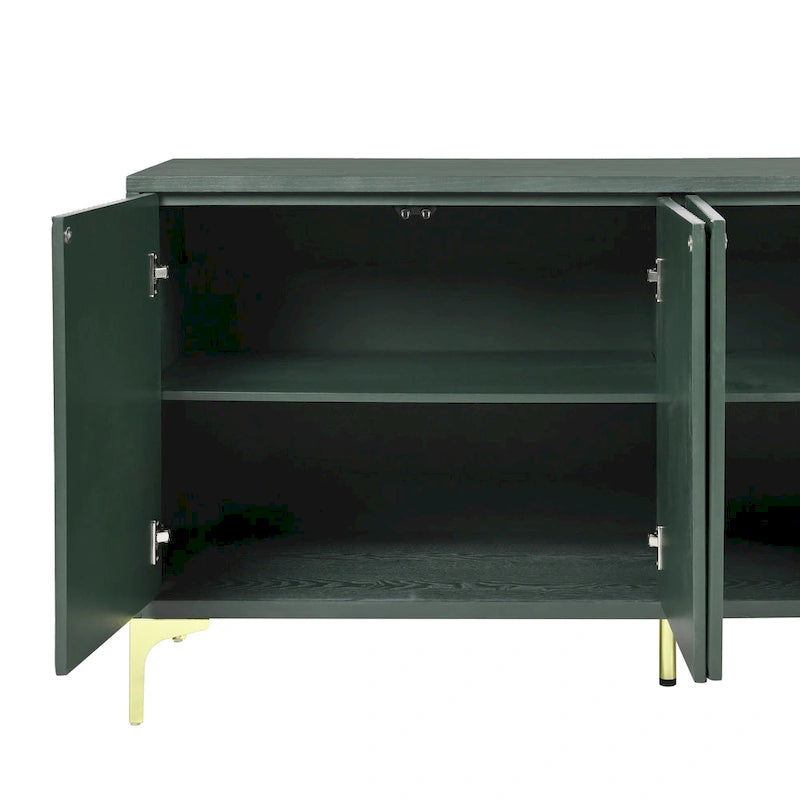 4 Doors Sideboard Buffet Cabinet with Carved Door Panels & Adjustable Shelves