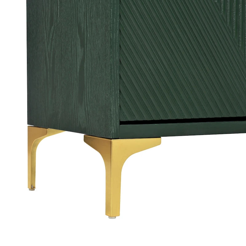 4 Doors Sideboard Buffet Cabinet with Carved Door Panels & Adjustable Shelves