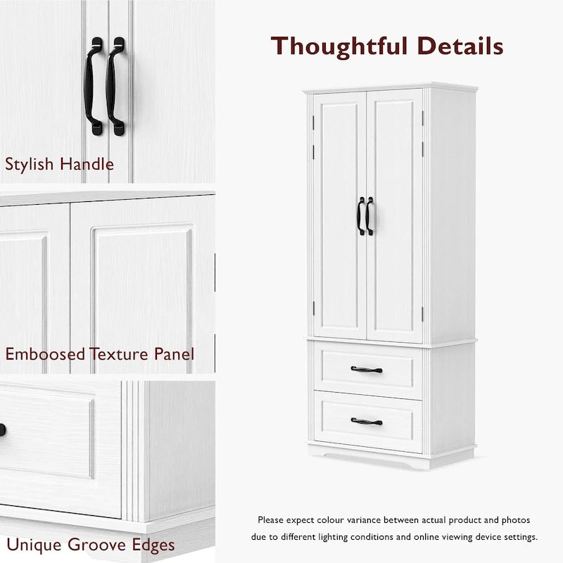 71 Tall Kitchen Pantry Cabinet, Freestanding Cupboard Storage Cabinet with 2 Drawers, Kitchen Hutch Cabinet