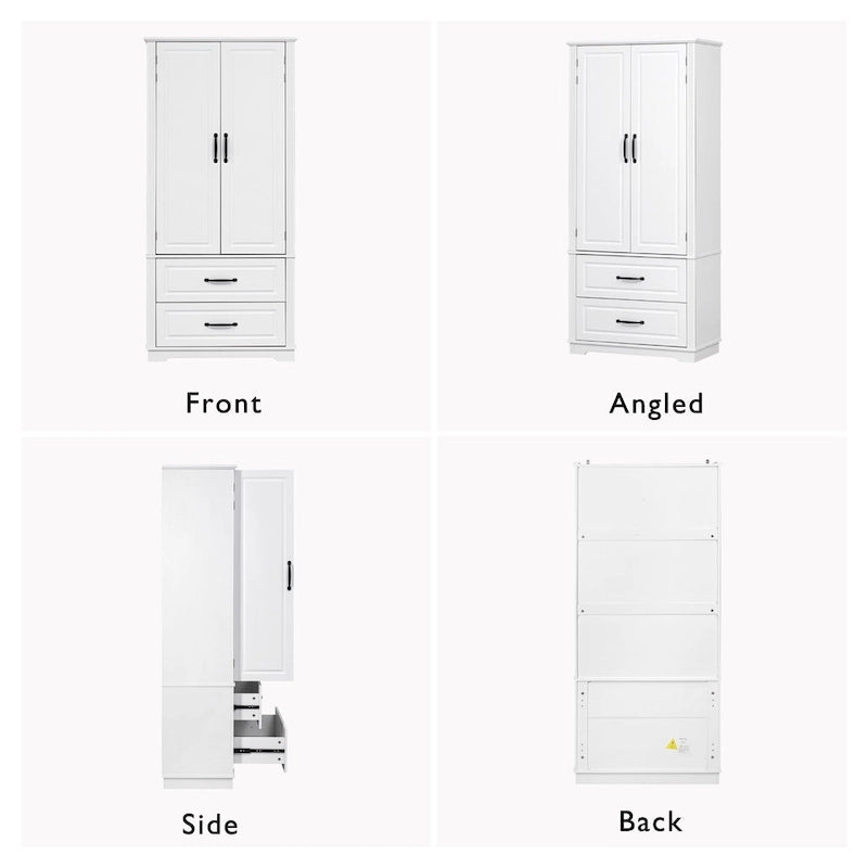 71 Tall Kitchen Pantry Cabinet, Freestanding Cupboard Storage Cabinet with 2 Drawers, Kitchen Hutch Cabinet