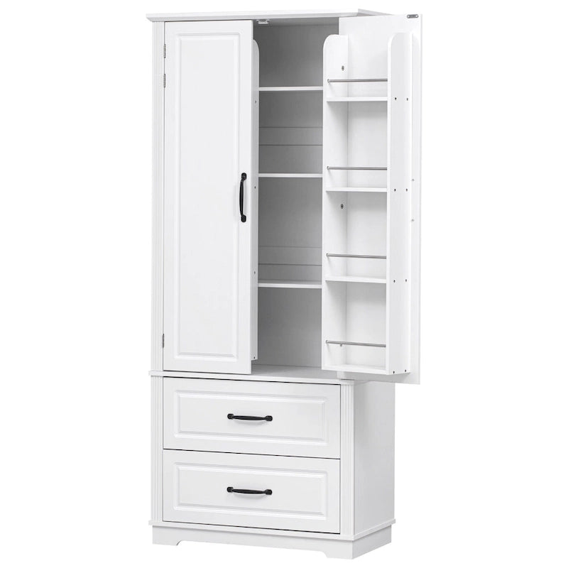 71 Tall Kitchen Pantry Cabinet, Freestanding Cupboard Storage Cabinet with 2 Drawers, Kitchen Hutch Cabinet