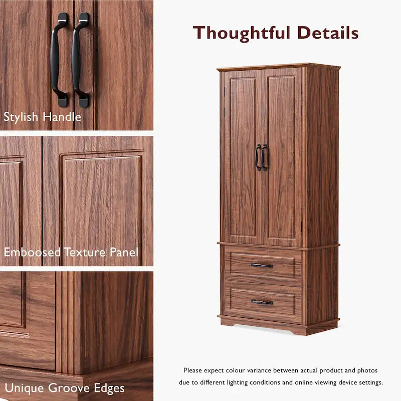 71 Tall Kitchen Pantry Cabinet, Freestanding Cupboard Storage Cabinet with 2 Drawers, Kitchen Hutch Cabinet