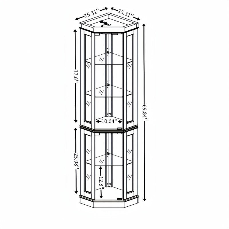 Stylish Corner Display Cabinet with Built-In Lights  Ideal for Showcasing Collectibles, Glassware, or Decor.