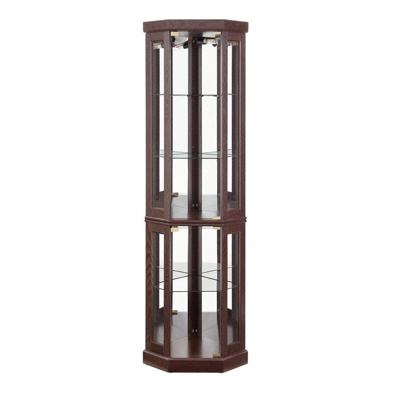 Stylish Corner Display Cabinet with Built-In Lights  Ideal for Showcasing Collectibles, Glassware, or Decor.