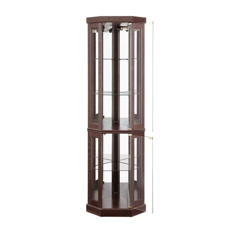 Stylish Corner Display Cabinet with Built-In Lights  Ideal for Showcasing Collectibles, Glassware, or Decor.