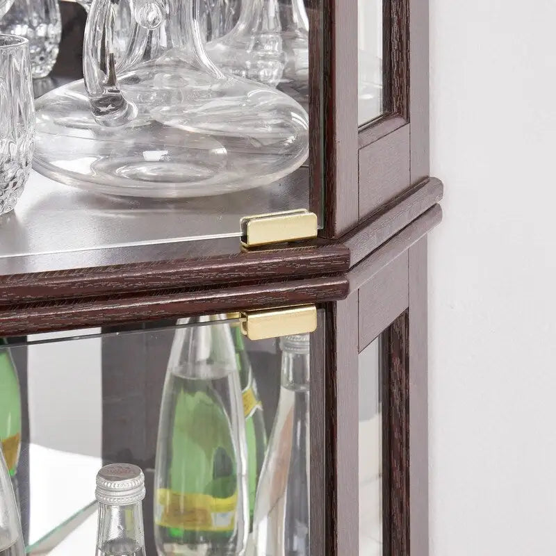 Stylish Corner Display Cabinet with Built-In Lights  Ideal for Showcasing Collectibles, Glassware, or Decor.