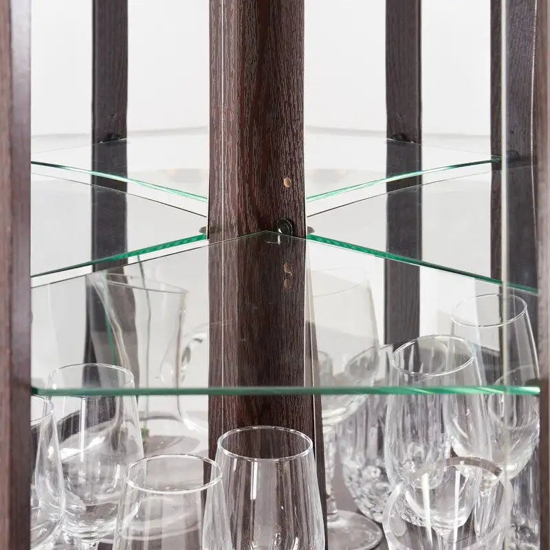 Stylish Corner Display Cabinet with Built-In Lights  Ideal for Showcasing Collectibles, Glassware, or Decor.