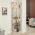 Stylish Corner Display Cabinet with Built-In Lights  Ideal for Showcasing Collectibles, Glassware, or Decor.