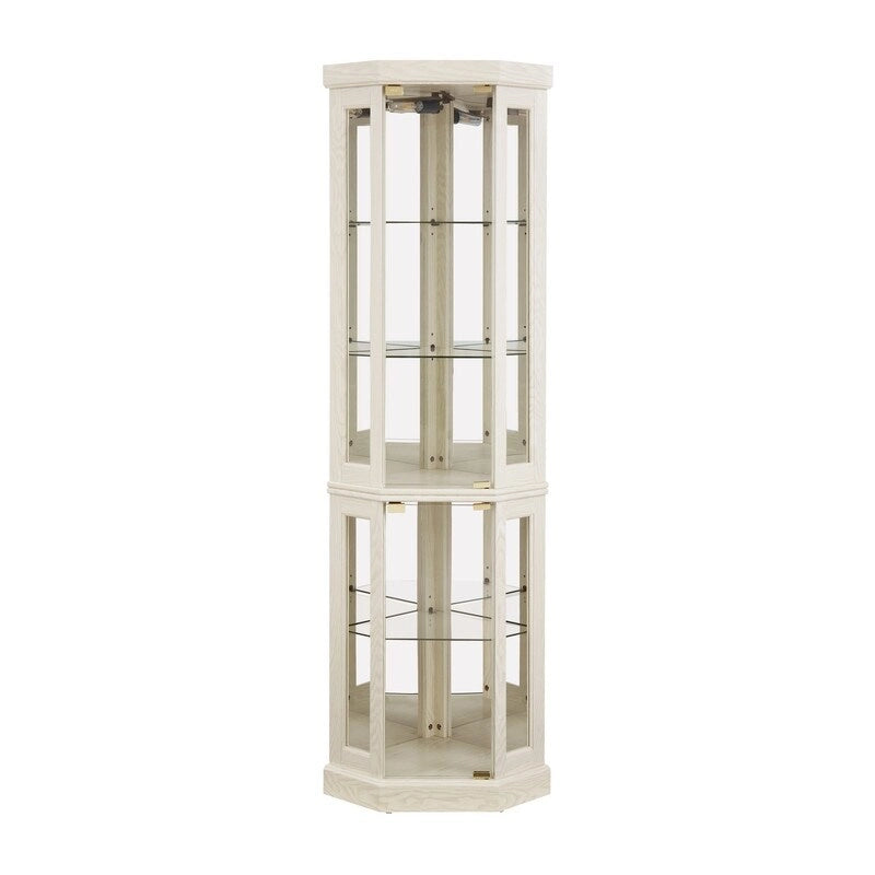 Stylish Corner Display Cabinet with Built-In Lights  Ideal for Showcasing Collectibles, Glassware, or Decor.