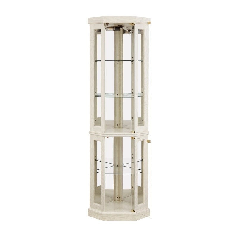 Stylish Corner Display Cabinet with Built-In Lights  Ideal for Showcasing Collectibles, Glassware, or Decor.