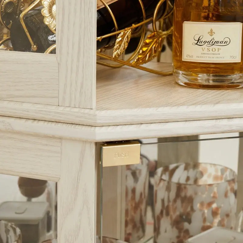 Stylish Corner Display Cabinet with Built-In Lights  Ideal for Showcasing Collectibles, Glassware, or Decor.