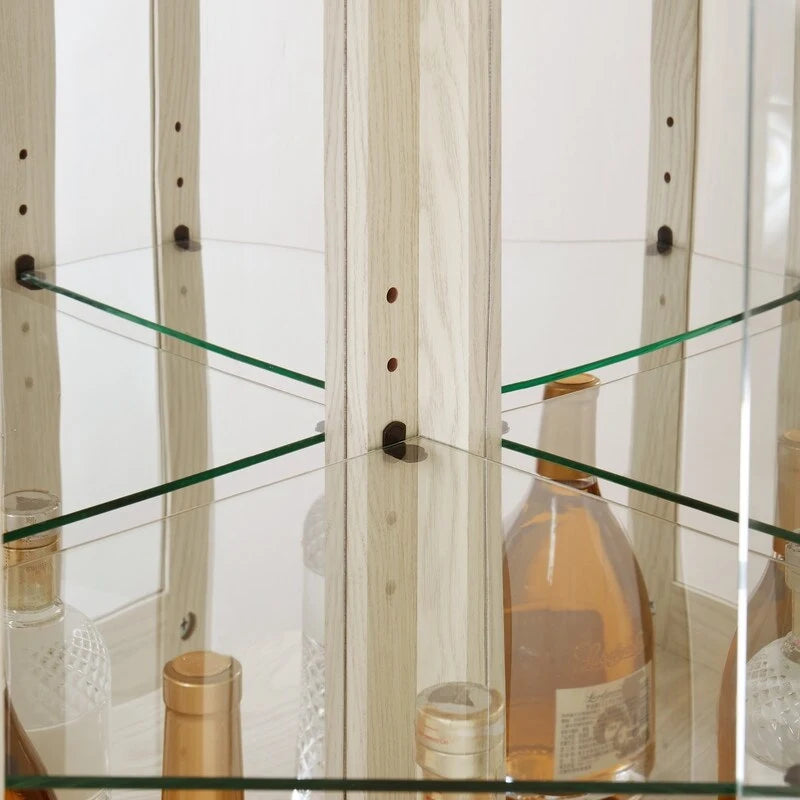 Stylish Corner Display Cabinet with Built-In Lights  Ideal for Showcasing Collectibles, Glassware, or Decor.