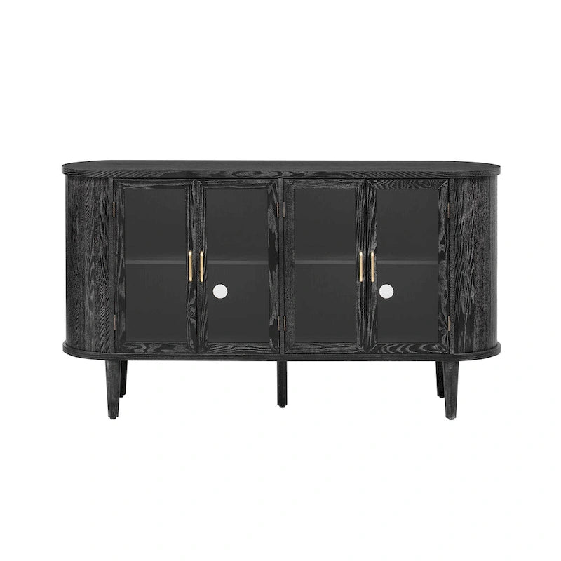Farmhouse Sideboard Storage Cabinet, Wood Buffet Cabinet Coffee Bar Cabinet Display Case with Glass Doors & Adjustable Shelves