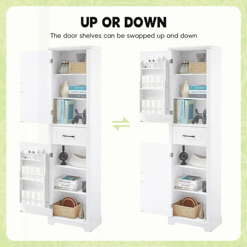 Versatile Freestanding Bathroom Cabinet with Adjustable Shelves and Multiple Storage Options