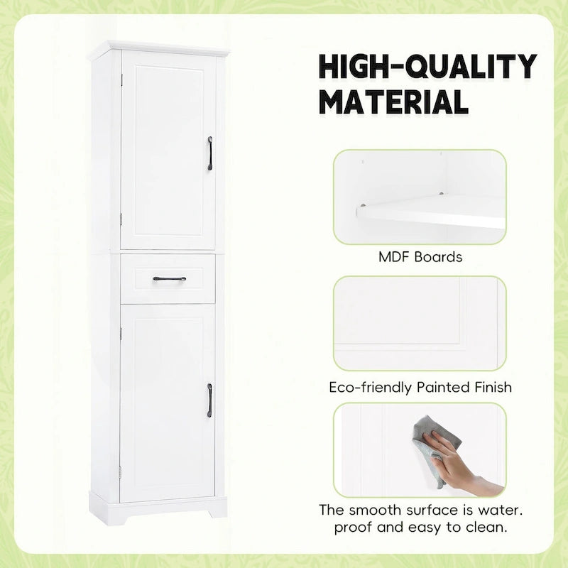 Versatile Freestanding Bathroom Cabinet with Adjustable Shelves and Multiple Storage Options