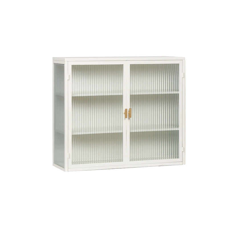 Modern Wall Cabinet with Glass Doors and Storage Shelves for Entryway, Living Room, Bathroom