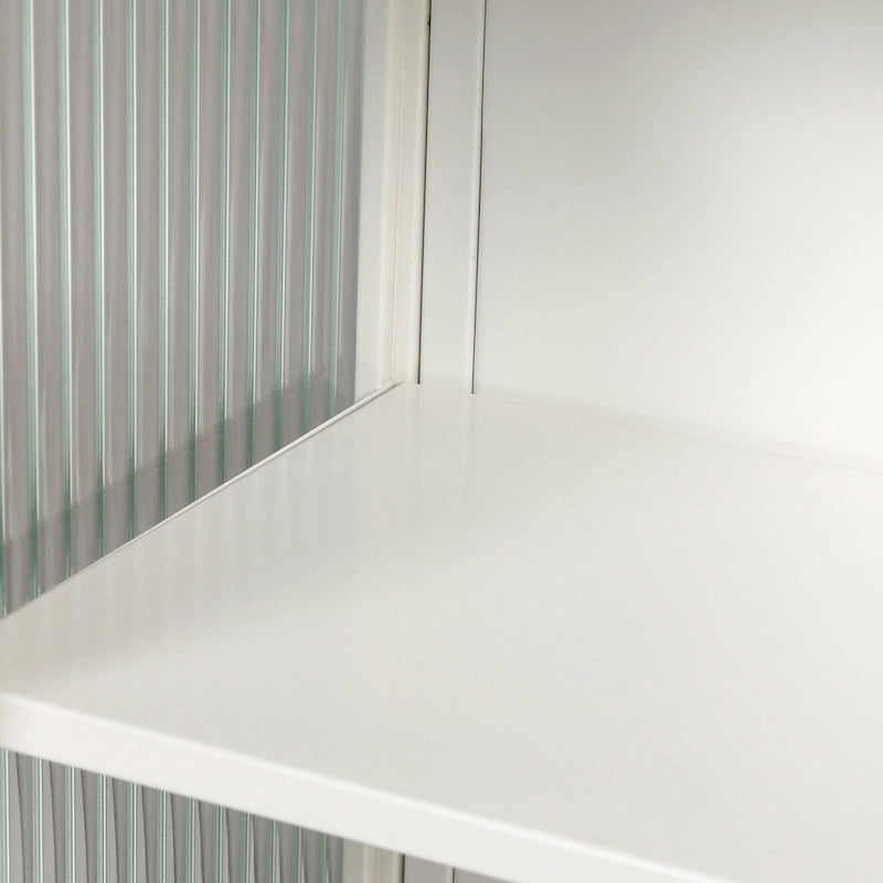Modern Wall Cabinet with Glass Doors and Storage Shelves for Entryway, Living Room, Bathroom