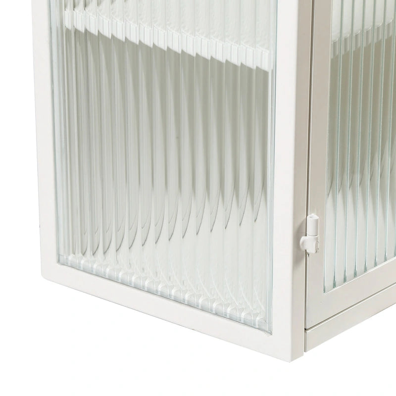 Modern Wall Cabinet with Glass Doors and Storage Shelves for Entryway, Living Room, Bathroom