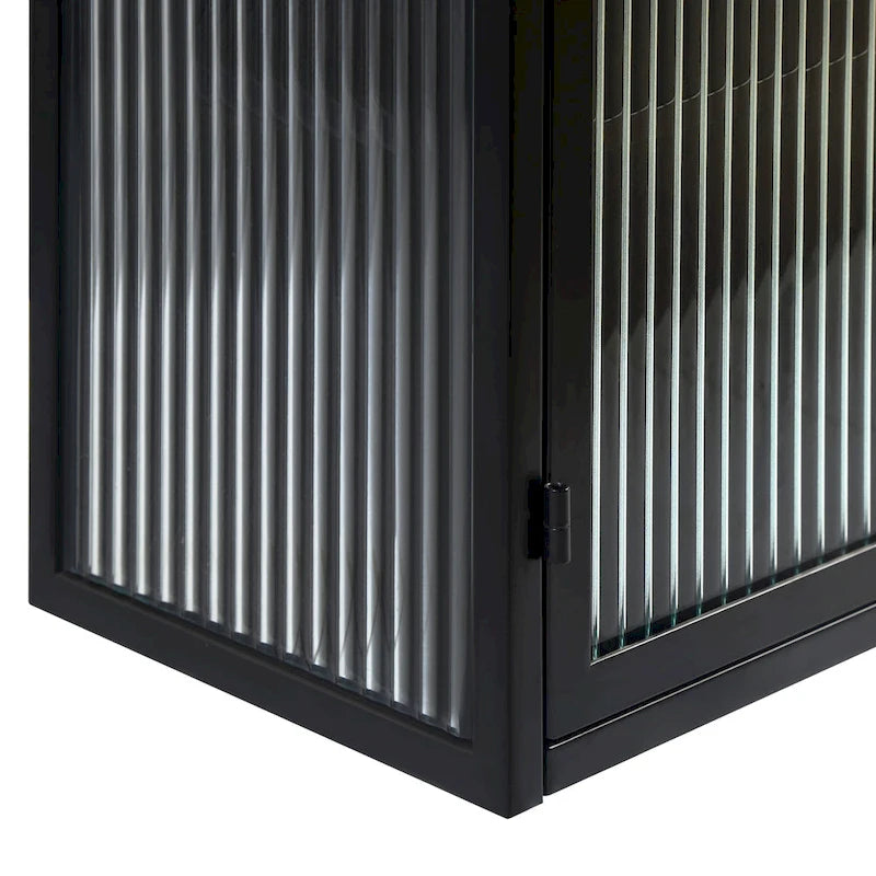 Modern Wall Cabinet with Glass Doors and Storage Shelves for Entryway, Living Room, Bathroom