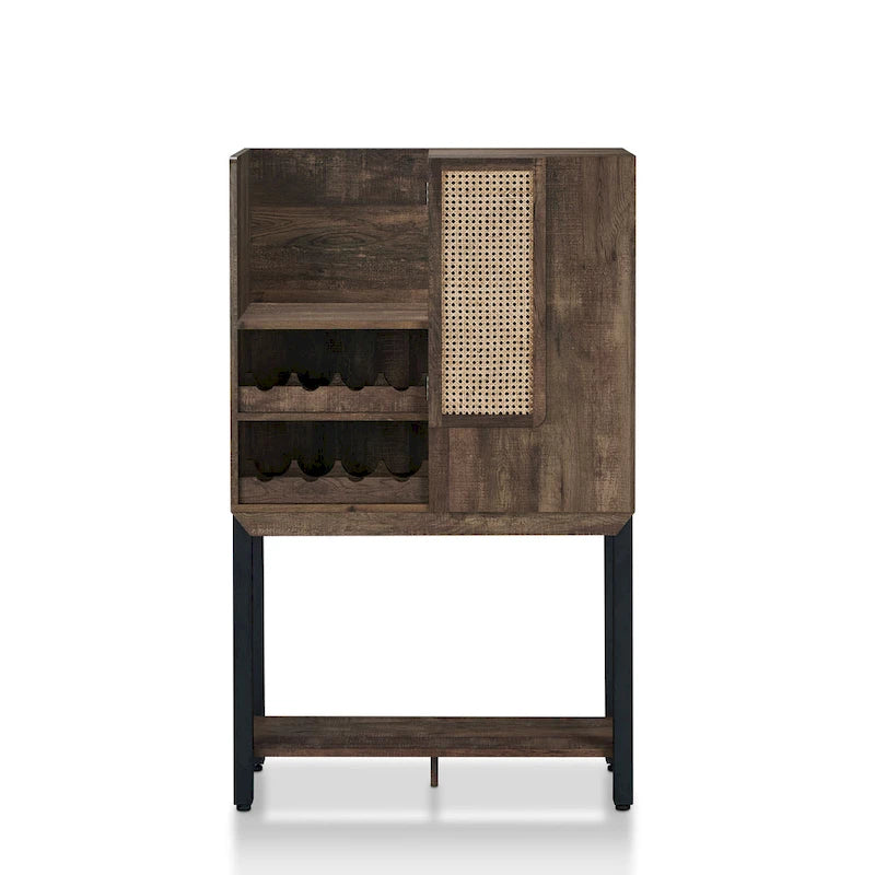 Farmhouse Reclaimed Oak Kitchen Hutch with Wine Rack