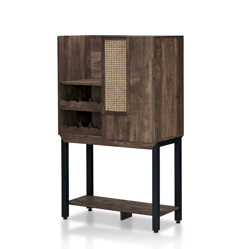 Farmhouse Reclaimed Oak Kitchen Hutch with Wine Rack