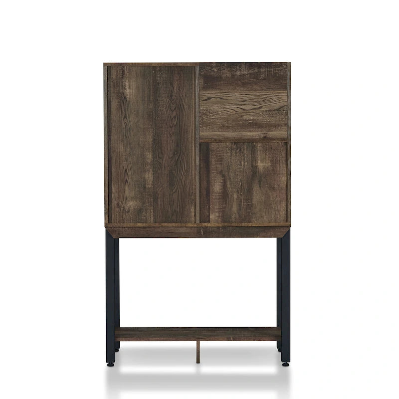 Farmhouse Reclaimed Oak Kitchen Hutch with Wine Rack