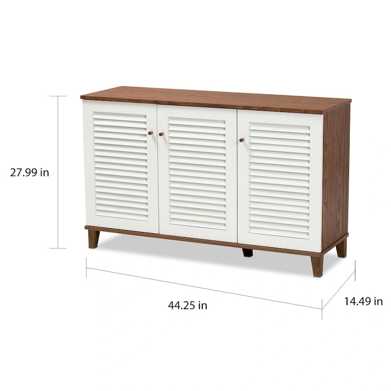 8-Shelf Shoe Cabinet with Slatted Doors