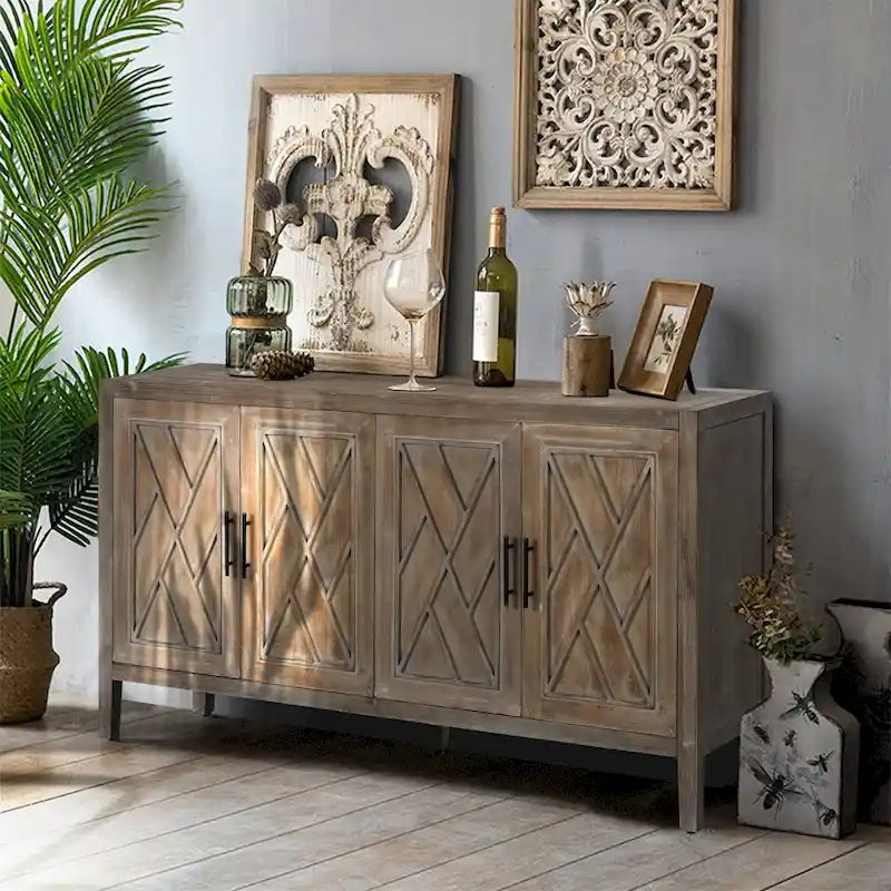 4 Door Wooden Sideboard Cabinet