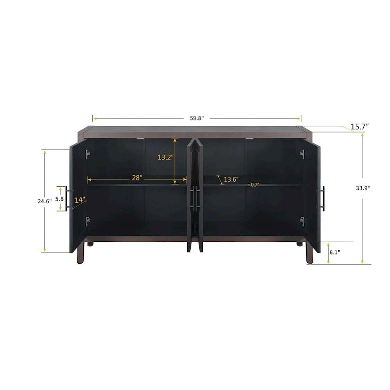 4 Door Wooden Sideboard Cabinet