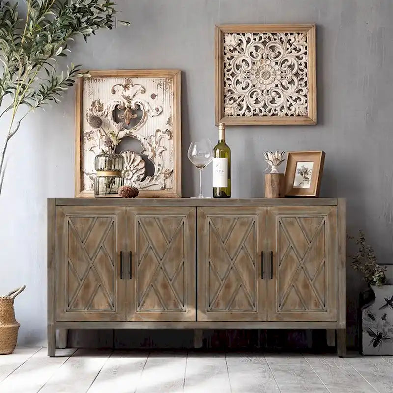 4 Door Wooden Sideboard Cabinet