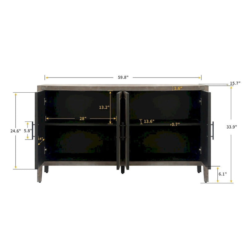 4 Door Wooden Sideboard Cabinet
